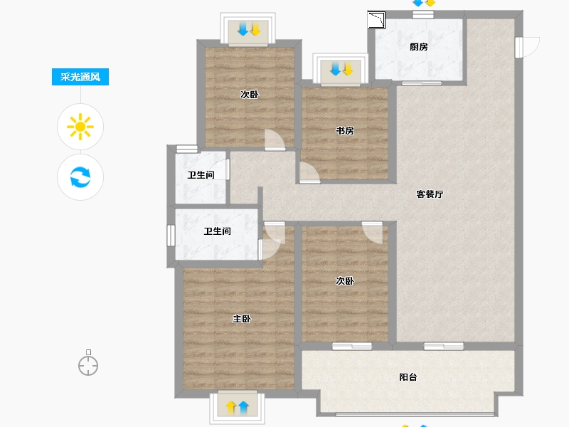 江苏省-南通市-上锦花园-110.99-户型库-采光通风