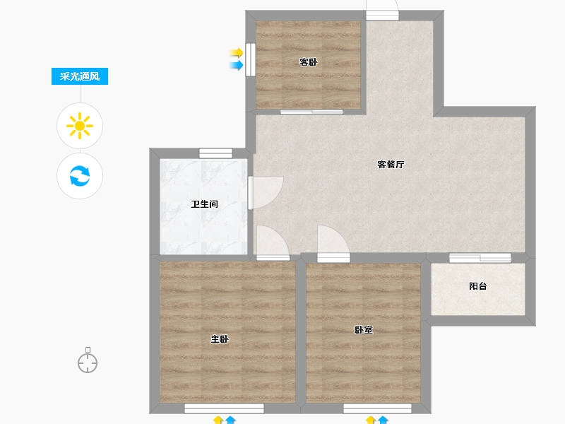 浙江省-温州市-新都·泰和府-59.80-户型库-采光通风