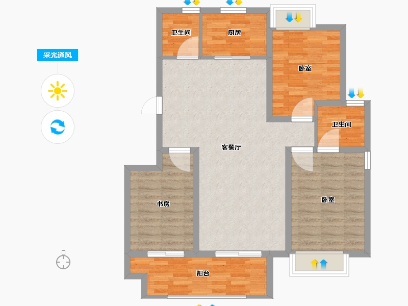 江苏省-扬州市-郡宸府-90.00-户型库-采光通风