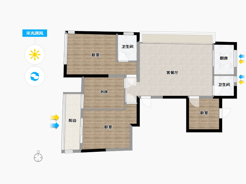 浙江省-温州市-银和中央公园-109.00-户型库-采光通风