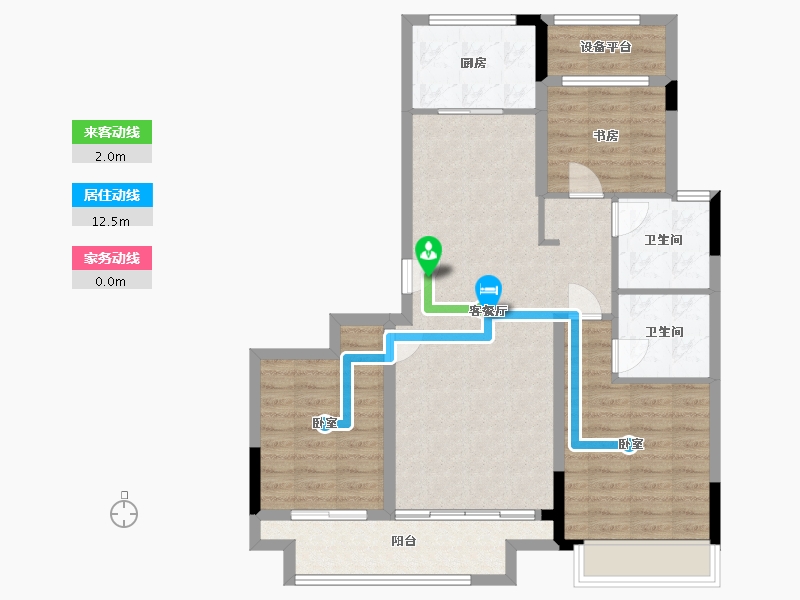 浙江省-湖州市-融创金成·湖山赋-91.74-户型库-动静线