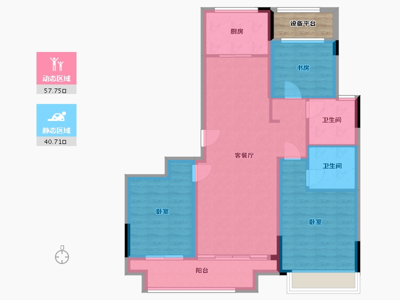 浙江省-湖州市-融创金成·湖山赋-91.74-户型库-动静分区