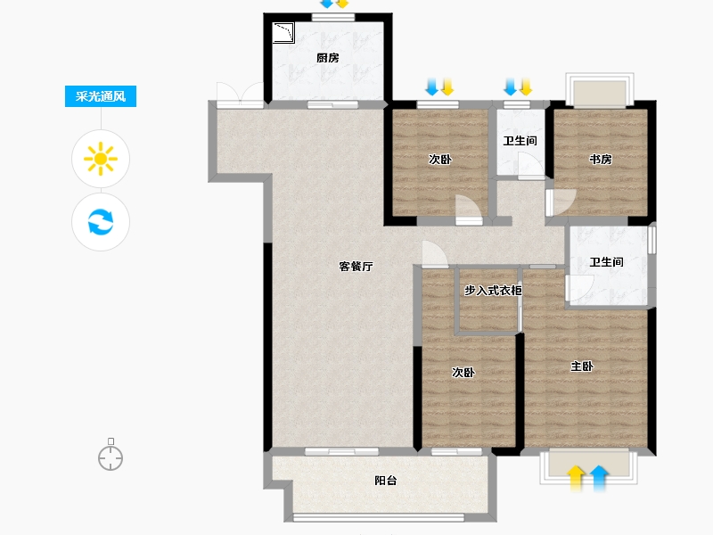 江苏省-淮安市-新城吾悦广场-127.38-户型库-采光通风