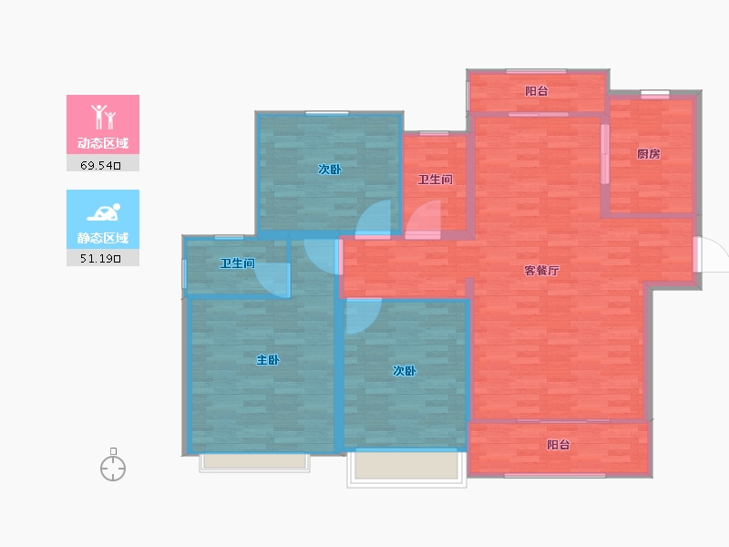 江苏省-扬州市-中海锦苑-111.00-户型库-动静分区