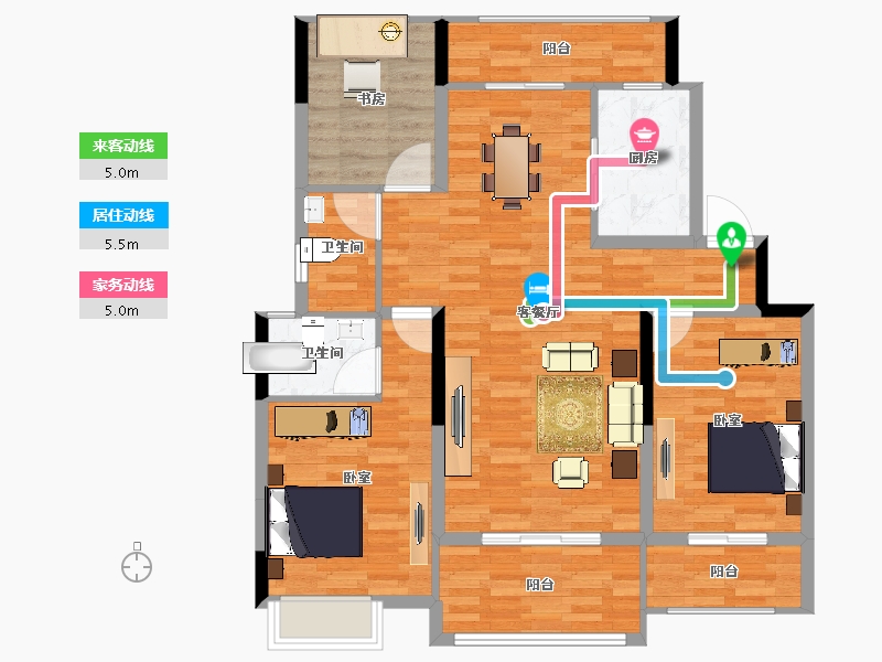 江苏省-扬州市-中海锦苑-103.00-户型库-动静线