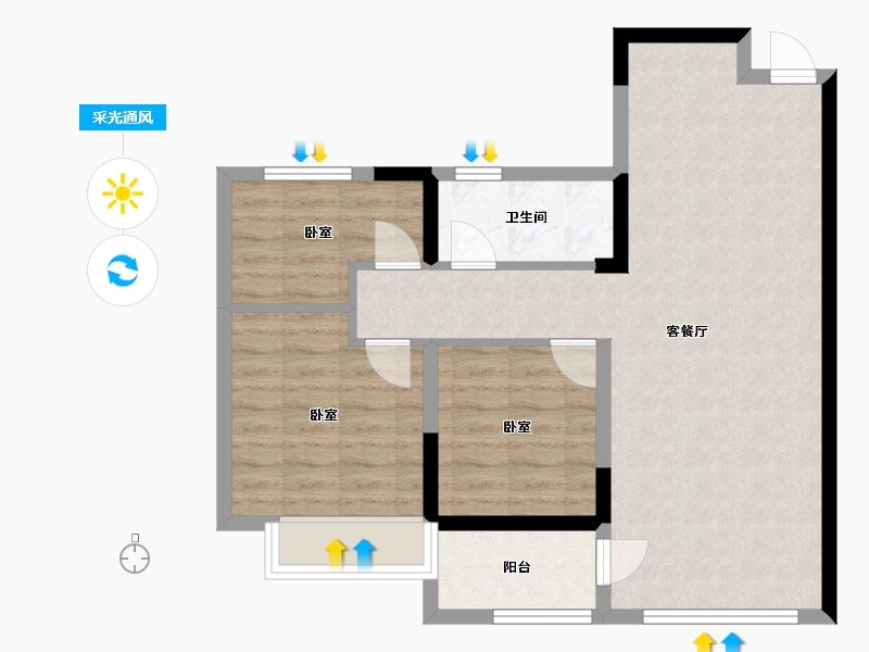 江苏省-苏州市-普禧▪观澜-72.00-户型库-采光通风