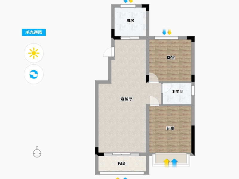 江苏省-苏州市-普禧▪观澜-74.00-户型库-采光通风