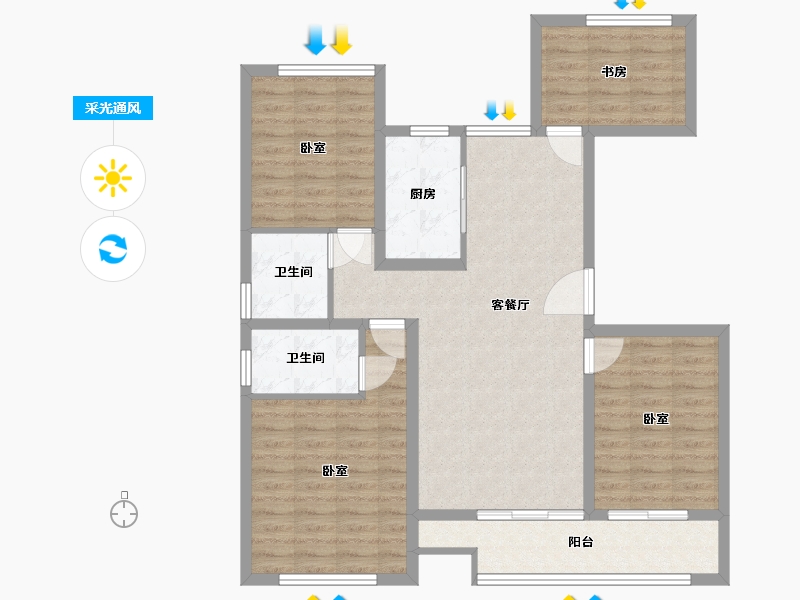 浙江省-温州市-三江立体城·揽江阁住宅-97.99-户型库-采光通风