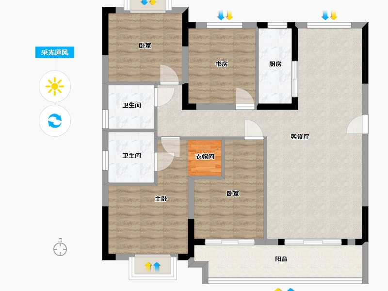 浙江省-温州市-温州宝龙广场-102.84-户型库-采光通风