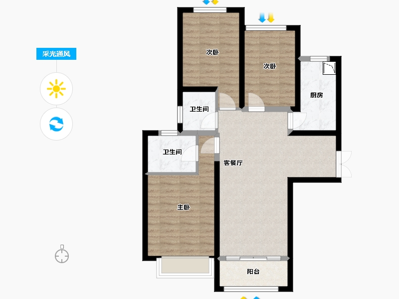 甘肃省-兰州市-轨道城市曙光-80.88-户型库-采光通风