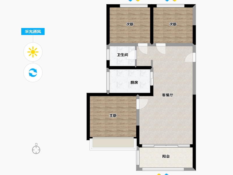 甘肃省-天水市-嘉元·观澜国际-85.00-户型库-采光通风