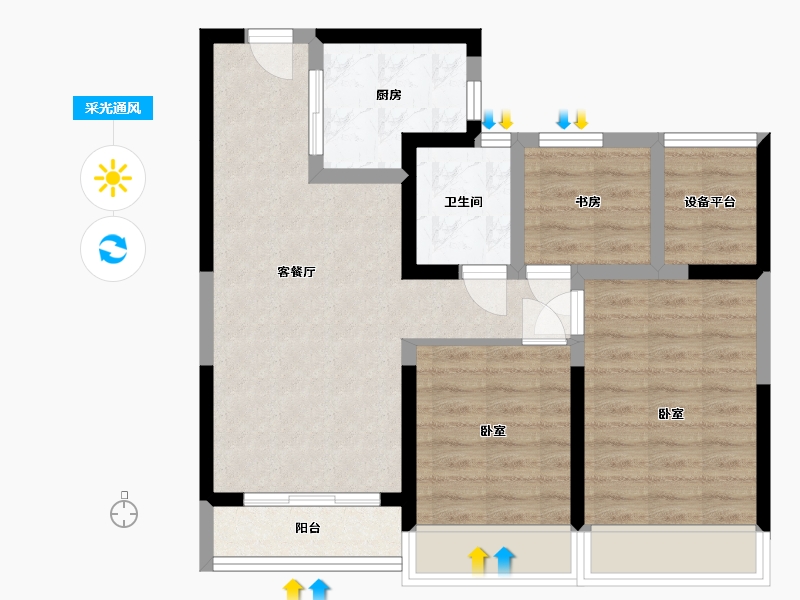 浙江省-湖州市-湖州府-69.94-户型库-采光通风