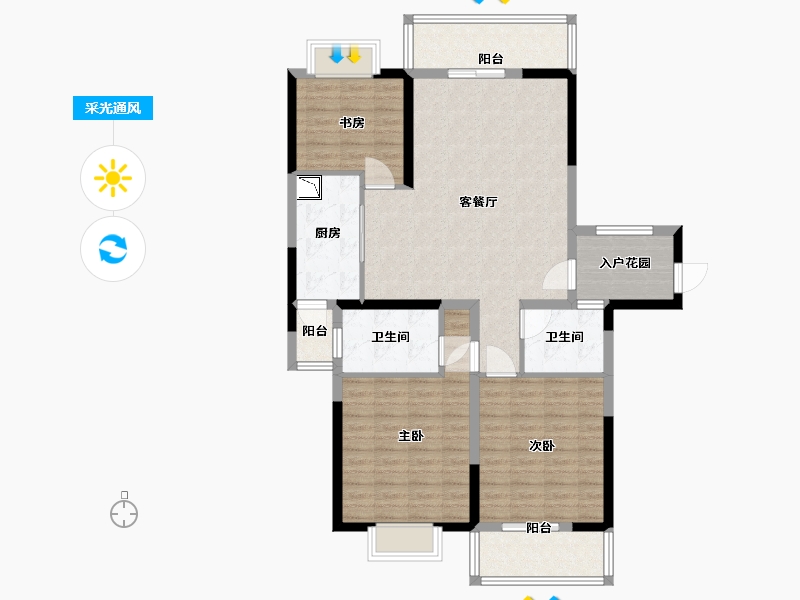 江苏省-淮安市-水韵天成-109.60-户型库-采光通风