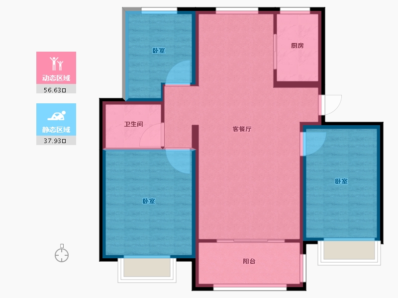 宁夏回族自治区-中卫市-煜基宁安古镇-85.19-户型库-动静分区