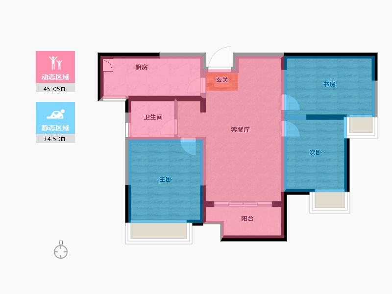 江苏省-无锡市-融侨观邸-70.00-户型库-动静分区