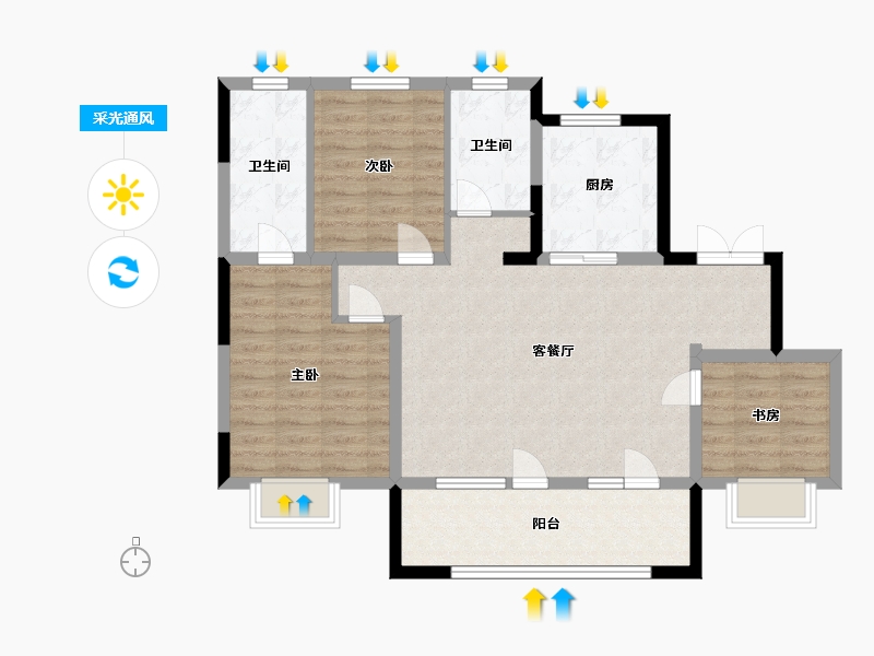 青海省-西宁市-中房南乐府-93.00-户型库-采光通风