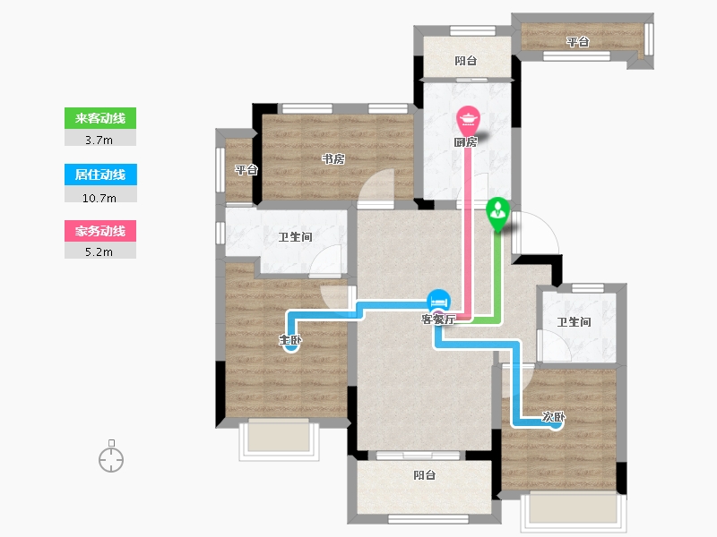 江苏省-苏州市-融创·霅溪桃源-82.00-户型库-动静线