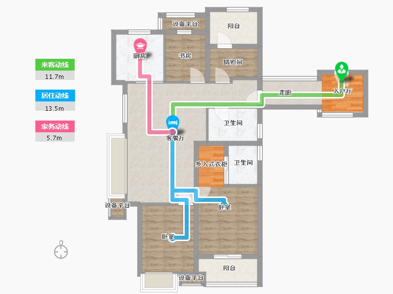 浙江省-宁波市-万科未来广场-97.66-户型库-动静线