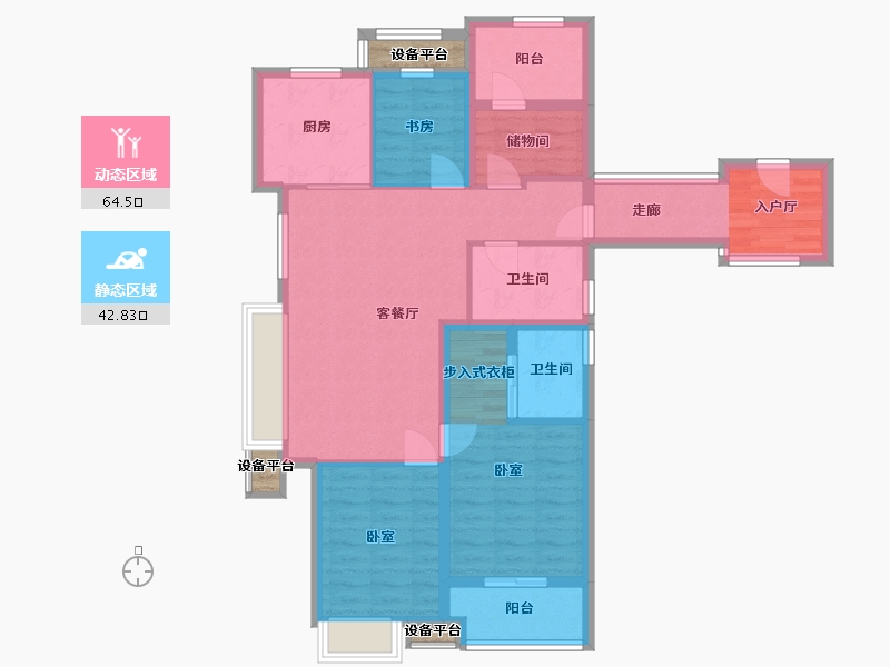 浙江省-宁波市-万科未来广场-97.66-户型库-动静分区