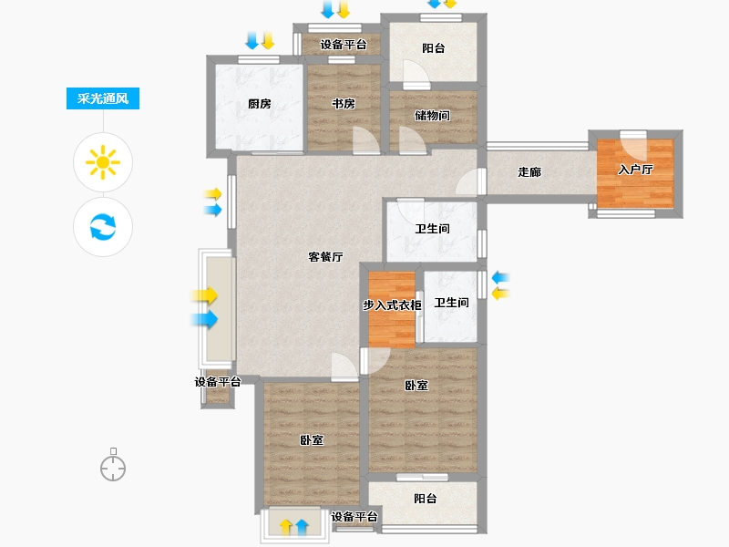 浙江省-宁波市-万科未来广场-97.66-户型库-采光通风