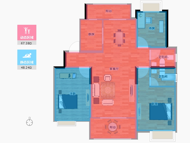 江苏省-扬州市-中海锦苑-105.00-户型库-动静分区