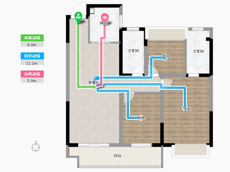 江苏省-泰州市-映月春风-96.01-户型库-动静线