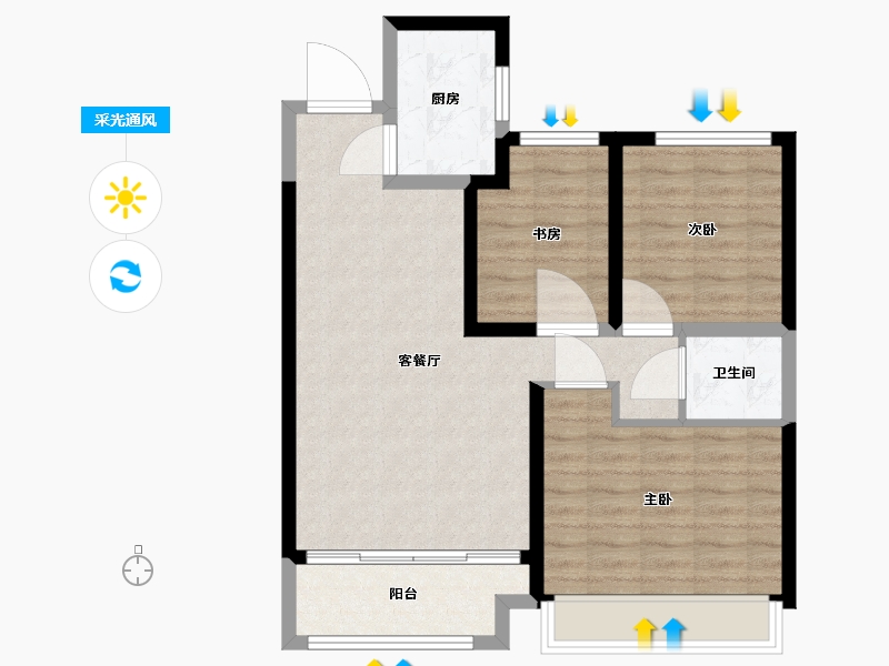 甘肃省-天水市-嘉元·观澜国际-76.09-户型库-采光通风