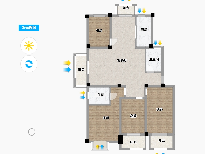 江苏省-淮安市-梧桐公馆-114.50-户型库-采光通风