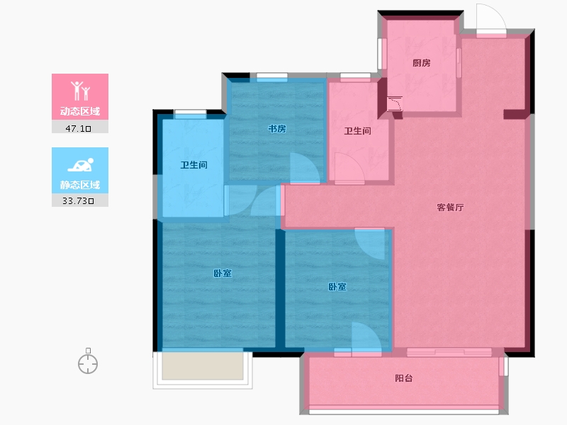 浙江省-杭州市-万科·都会东方-72.24-户型库-动静分区