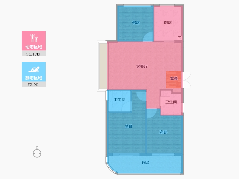 浙江省-台州市-新湖滨江玖珑春晓-104.23-户型库-动静分区