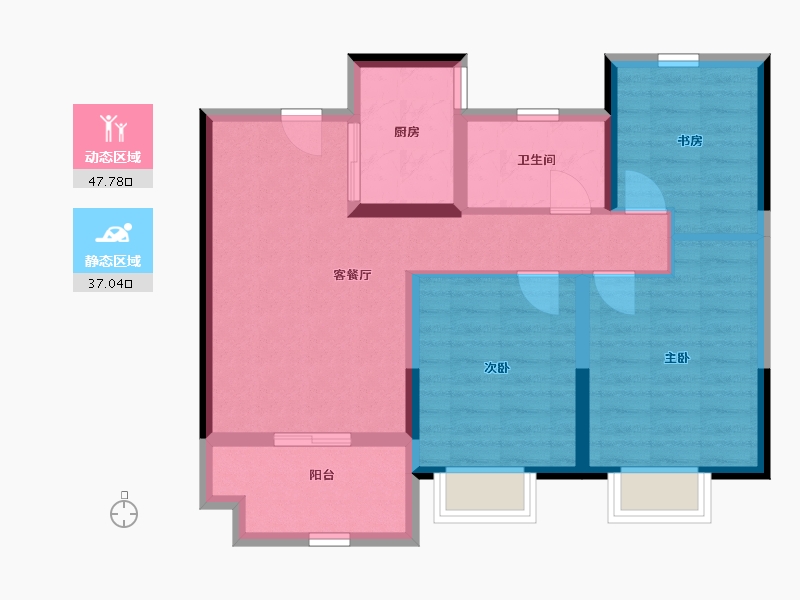 江苏省-南通市-港城·長江府-75.30-户型库-动静分区