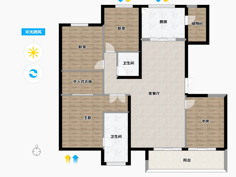 陕西省-西安市-中国铁建万科翡翠国际-144.00-户型库-采光通风