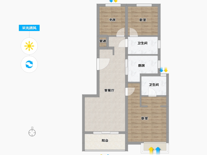 浙江省-湖州市-富力城·御西湖-80.54-户型库-采光通风