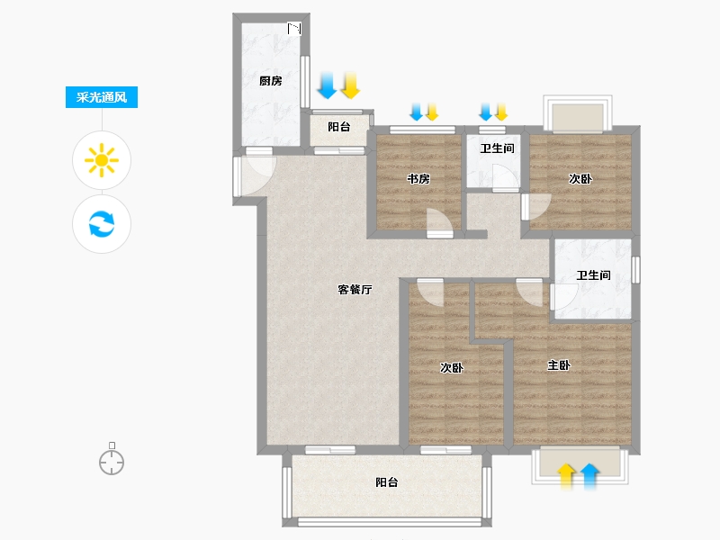 江苏省-盐城市-红星爱琴海（住宅）-100.00-户型库-采光通风