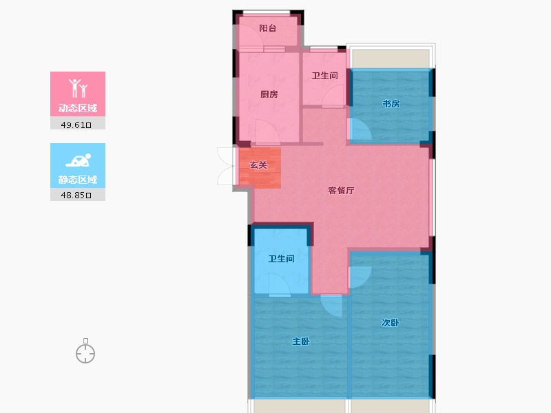 浙江省-台州市-景都佳苑-88.99-户型库-动静分区