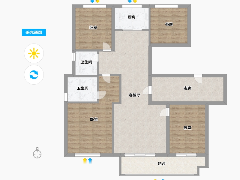 浙江省-温州市-万郡陶山府-98.00-户型库-采光通风