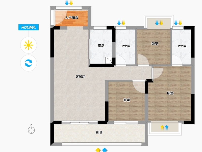 江西省-抚州市-碧桂园悦江府-82.00-户型库-采光通风