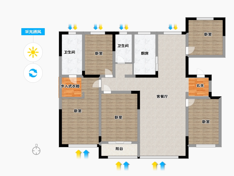 宁夏回族自治区-银川市-中房玺云台-166.00-户型库-采光通风