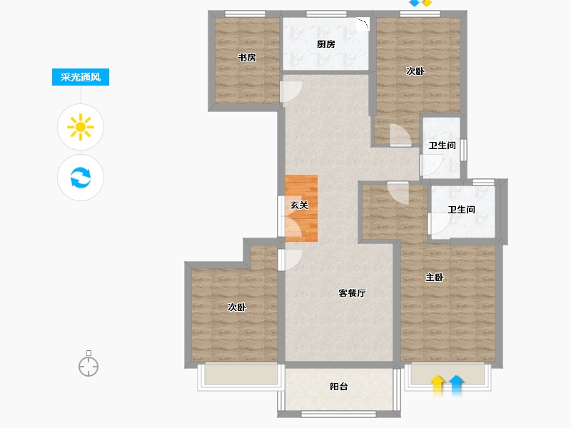 江苏省-盐城市-昌兴壹城-111.00-户型库-采光通风