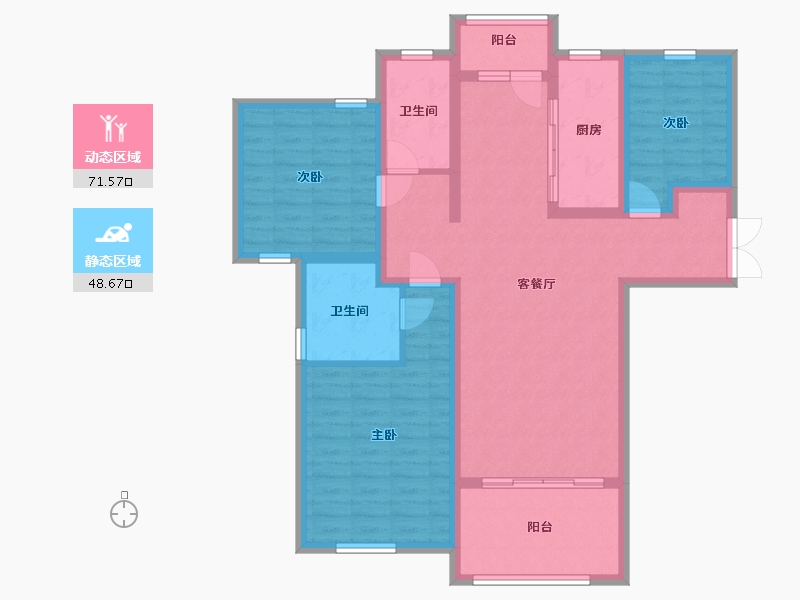 江苏省-淮安市-东湖怡景苑-107.20-户型库-动静分区