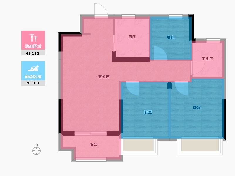 浙江省-杭州市-万科·都会东方-59.86-户型库-动静分区