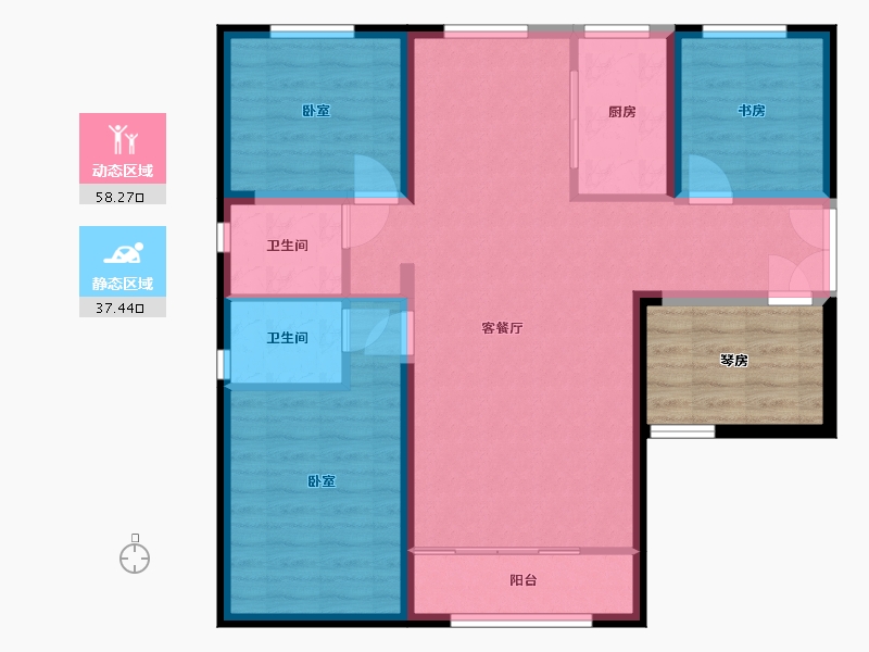 宁夏回族自治区-银川市-北塔书院-93.06-户型库-动静分区