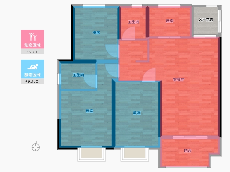 江苏省-南通市-港城·長江府-98.00-户型库-动静分区