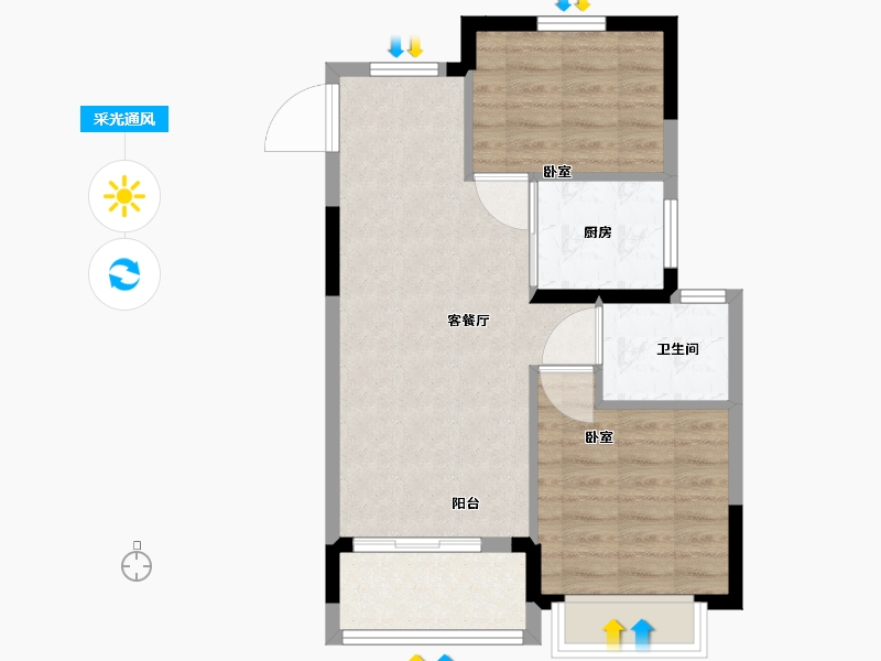 浙江省-嘉兴市-红星时尚广场·璟园-58.01-户型库-采光通风