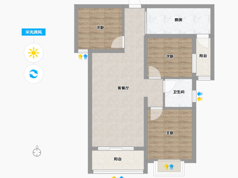 陕西省-安康市-城建锦绣星城-70.07-户型库-采光通风