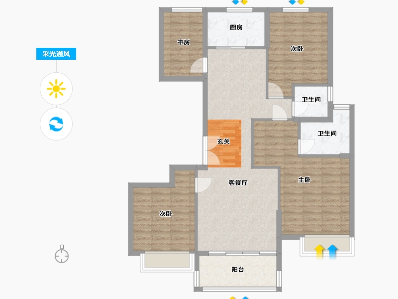 江苏省-盐城市-昌兴壹城-105.00-户型库-采光通风