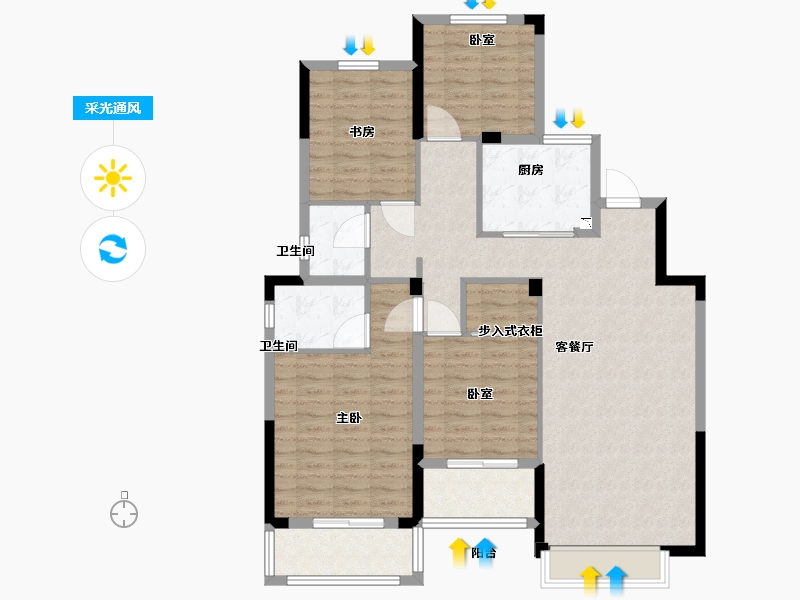 浙江省-宁波市-中房未来盛园-112.99-户型库-采光通风