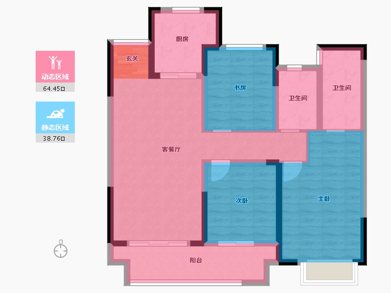 江苏省-苏州市-太湖朗峯-91.89-户型库-动静分区