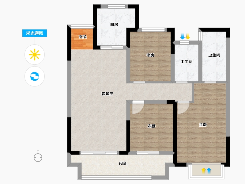 江苏省-苏州市-太湖朗峯-91.89-户型库-采光通风