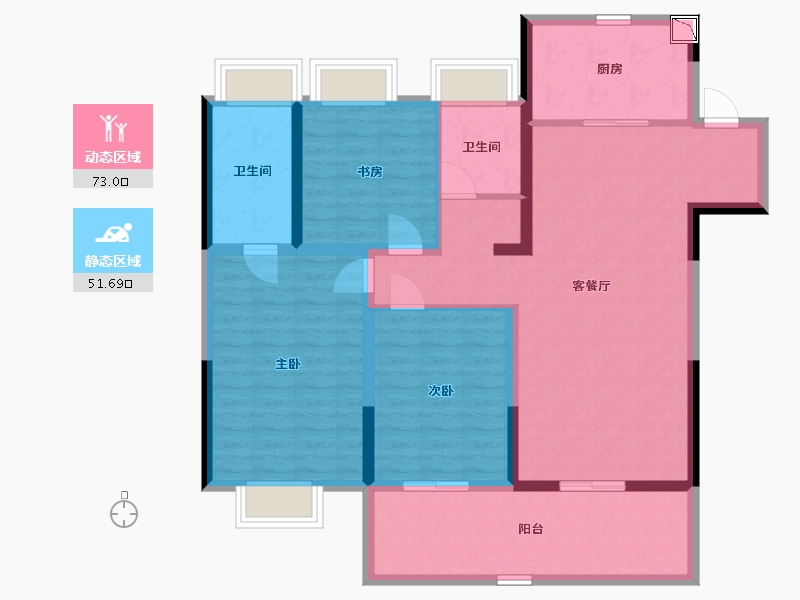 江苏省-南通市-银洲·蝶湖中心悦府-112.00-户型库-动静分区